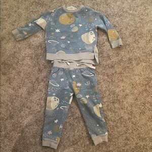 DotDotSmile Limited Edition Space Print Cotton Sweatsuit Set (2T) 🚀🌙⭐️